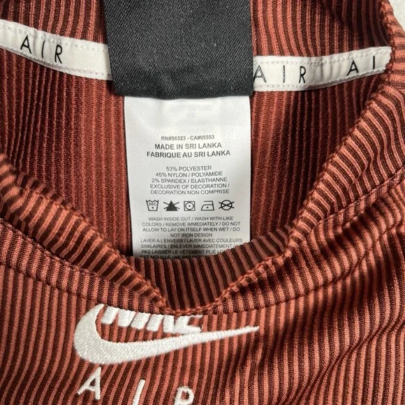 Nike Air Cropped Tank Ribbed Brown Mock Neck Canyon Rust Women XS - Picture 3 of 6